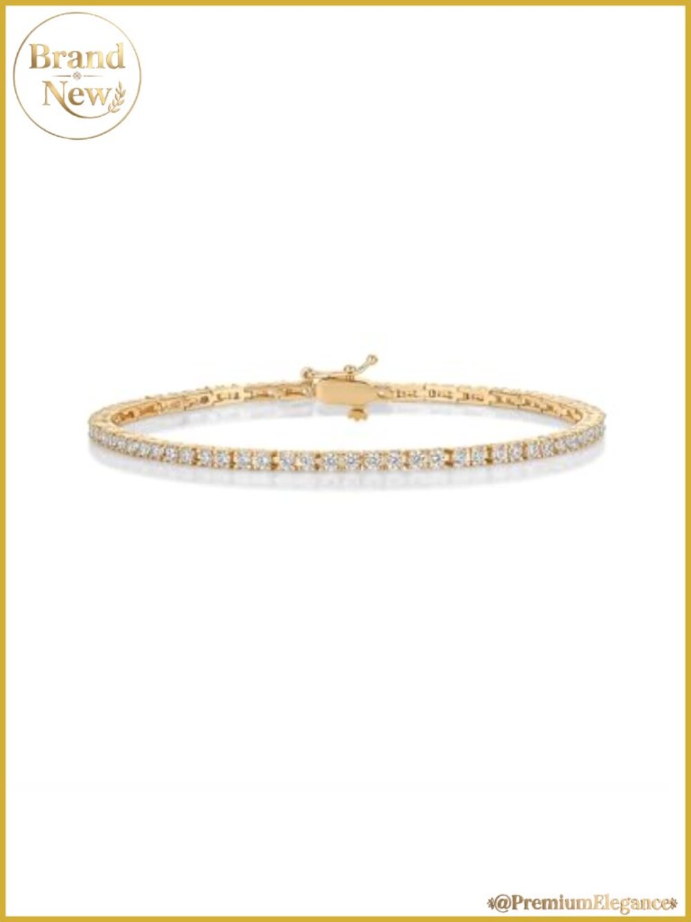 Tennis Bracelet for Women, 14K Gold Plated 2mm Cubic Zirconia, 6.5 inches